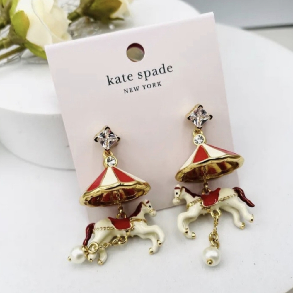 Kate Spade NWT Carousel Statement Earrings w/Dust Bag